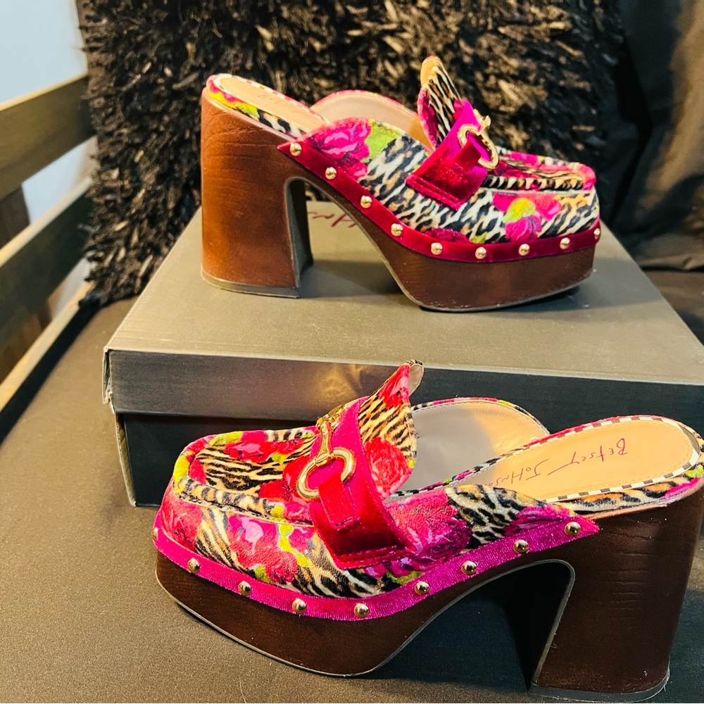 Betsey Johnson Multicolored Heeled Clogs